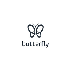 butterfly logo vector line outline icon illustration