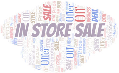 In Store Sale Word Cloud. Wordcloud Made With Text.