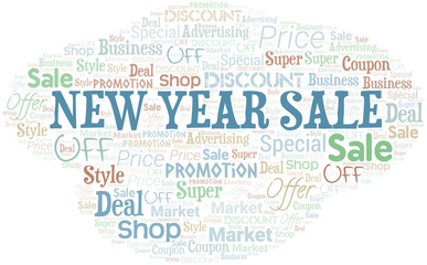 New Year Sale Word Cloud. Wordcloud Made With Text.