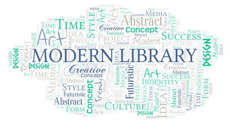 Fototapeta premium Modern Library word cloud. Wordcloud made with text only.
