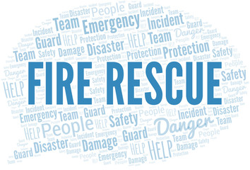 Obraz premium Fire Rescue Word Cloud. Wordcloud Made With Text.