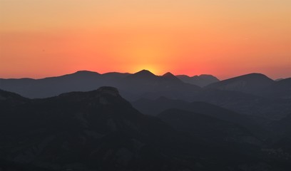 sunset in mountains