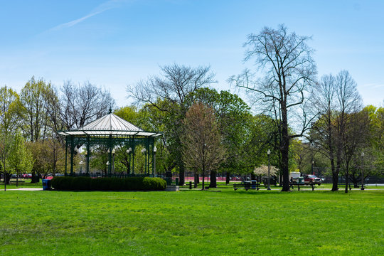 Green Grass And A Gazebo At Welles Park In Lincoln Square Chicago