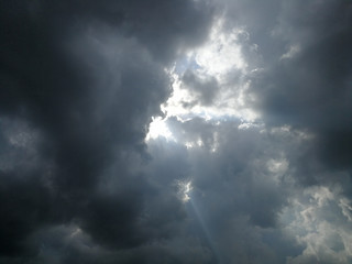 Bad weather.  Dark clouds in the sky, concept about rainy season or storm