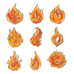 Cartoon flame icons - collection