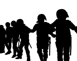 People of special police force on white background