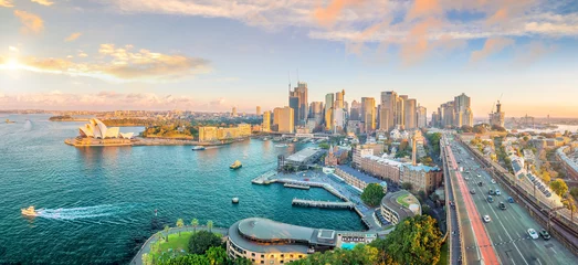 Vlies Fototapete Sydney Harbour Bridge Skyline der Innenstadt von Sydney in Australien