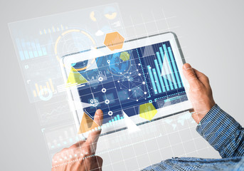 Concept of global connection and interaction interface on notebook display