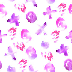 Hand painted watercolor stain seamless pattern.