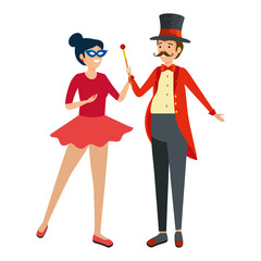 circus magician with hat and woman