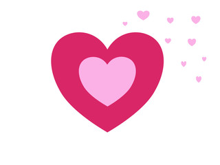 Rosa Herzen auf weißem Hintergrund