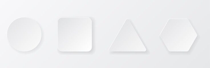 Blank buttons icon set of circle, square, pentagon, hexagon, triangle, heptagon, rectangle.