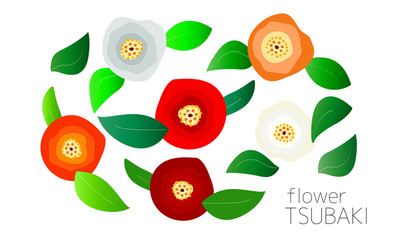 花、つばき、赤い