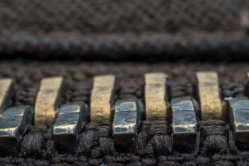 Close up. Closeup detail of a metal zipper