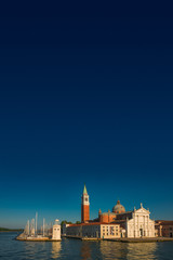 Fototapeta na wymiar Magical view during sunset over Venice, channel and its historical center, Venice, Italy