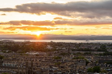 Fototapeta na wymiar Sunset on Calton Hill, Edinburgh Scotland