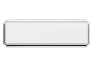 White glass button. Square push button with metal frame. 3d rendering illustration isolated