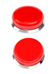Red push buttons. Alarm signs. 3d rendering illustration isolated