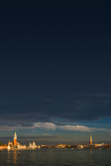Naklejka premium Magical view during sunset over Venice, channel and its historical center, Venice, Italy