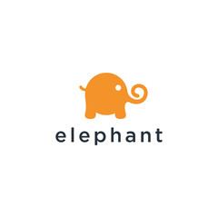 Abstract elephant vector logo design. Creative linear animal gold logotype