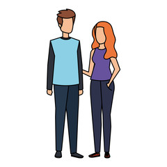 Fototapeta premium young couple lovers avatars characters