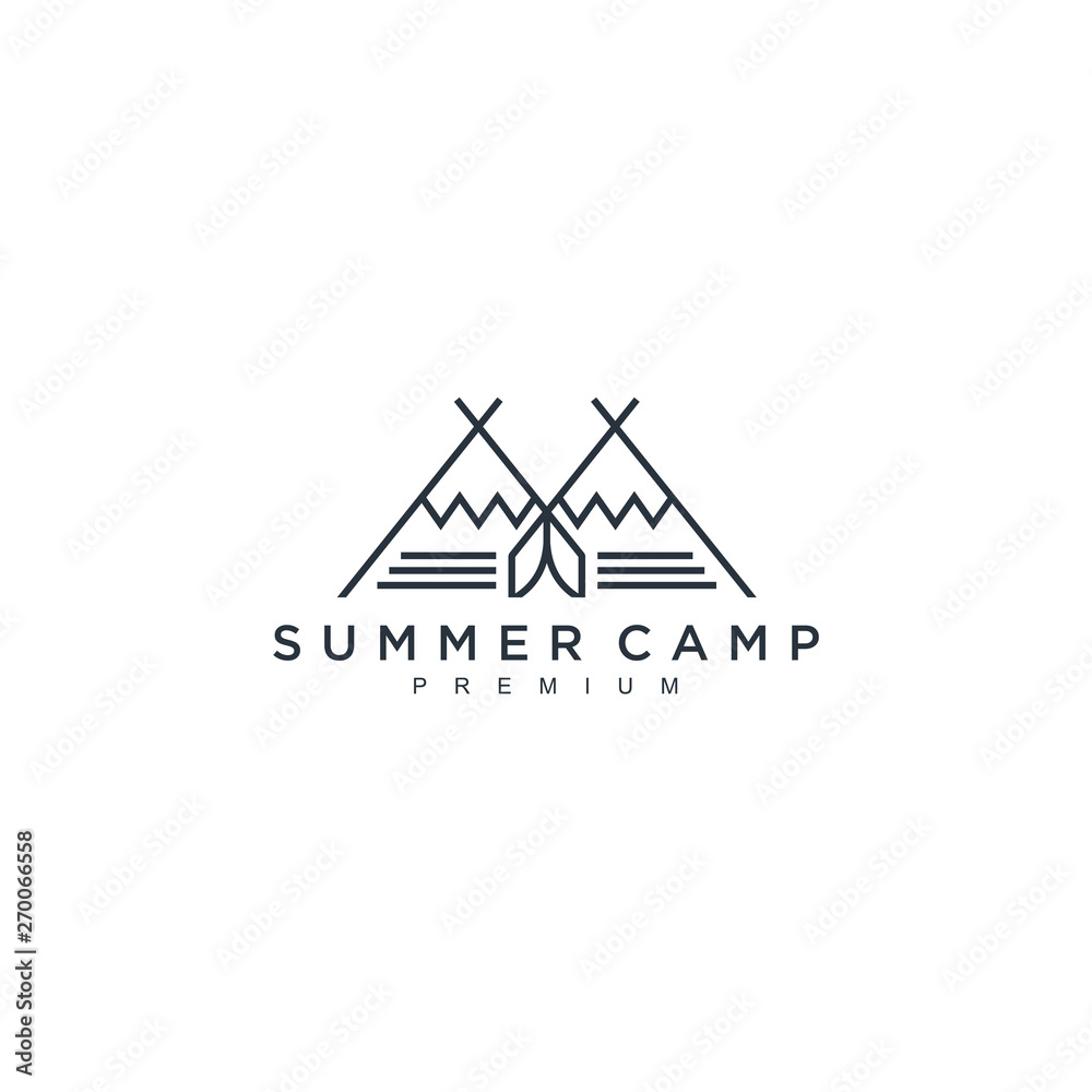 Aufkleber camp logo design template vector for your design. it's good for symbolize of out door activity such 