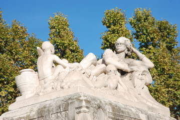 MARSEILLES_FRANCE,25 OCTOBER, 2018:Statue in front of Saint Charles station in Marseilles