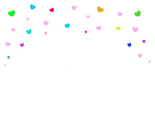 Kleine bunte Herzen auf weißem Hintergrund