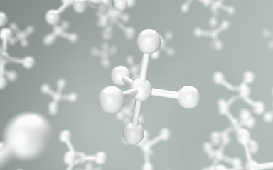 Science with white molecule or atom background, Structure for Science, 3d render..