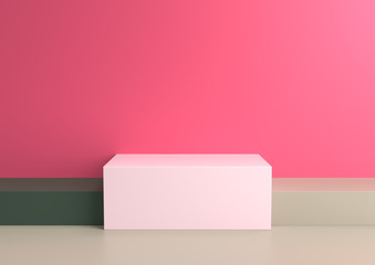 Podium in abstract Naturalist palette ranges composition, 3d render.
