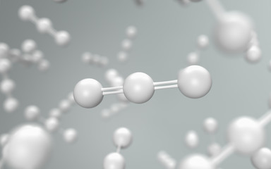 Science with white molecule or atom background, Carbon dioxide Structure for Science, 3d render..