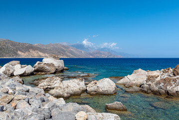 Huge stones at coast of Crete island, Grece