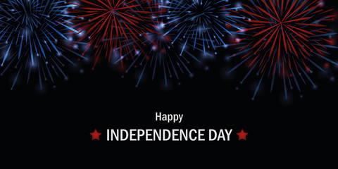 happy Independence Day usa firework in blue and red colors vector illustration EPS10
