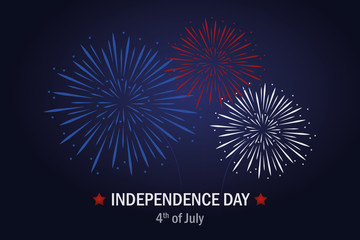 happy Independence Day usa firework in blue and red colors vector illustration EPS10