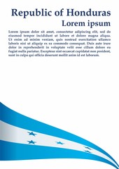 Flag of Honduras, Republic of Honduras. Template for award design, an official document with the flag of Honduras. Bright, colorful vector illustration.
