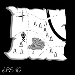 map treasure black white image vector