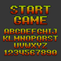 Pixel Retro Style Video Game Font. Vector