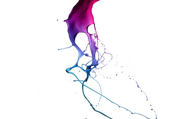 Colored paint splashes isolated on white background.