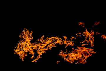 Fire flames on black background. fire on black background isolated. fire patterns