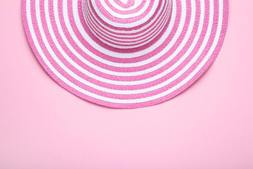 Fashion hat on pink background