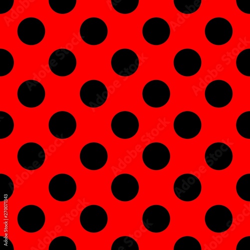 Tile Vector Pattern With Black Polka Dots On Red Background