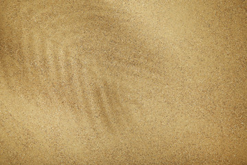 Beach sand with shadow of palm leafs