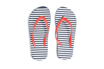 Pair of flip flops isolated on white background