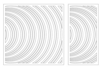 Laser cut panel. Set decorative card for cutting. Geometric Wave pattern. Ratio 1:2, 1:1. Vector illustration.