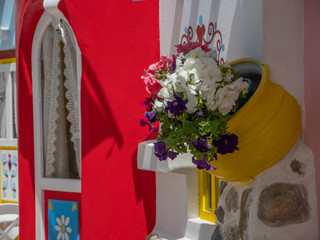 Traditional greek style flower decoration on the street