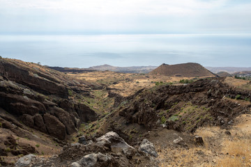 Fototapeta na wymiar Caldera in andscape at Pico do Fogo, vulcano on Cabo Verde.
