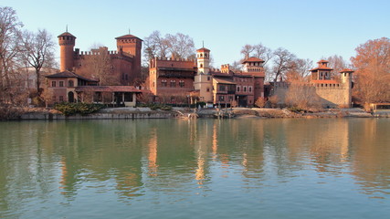 Fototapeta premium borgo medievale a torino in italia, medieval village in turin in italy