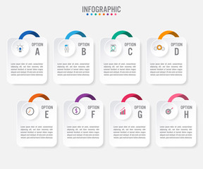 Business infographic labels template with 8 options.Creative concept for infographic..