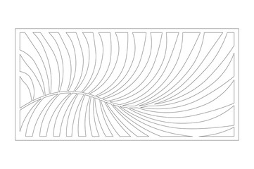 Decorative card for cutting. Fern palm pattern. Laser cut panel. Ratio 1:2. Vector illustration.