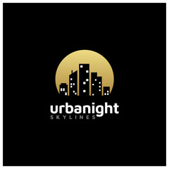 Night City Skyline Building for Real Estate Logo design